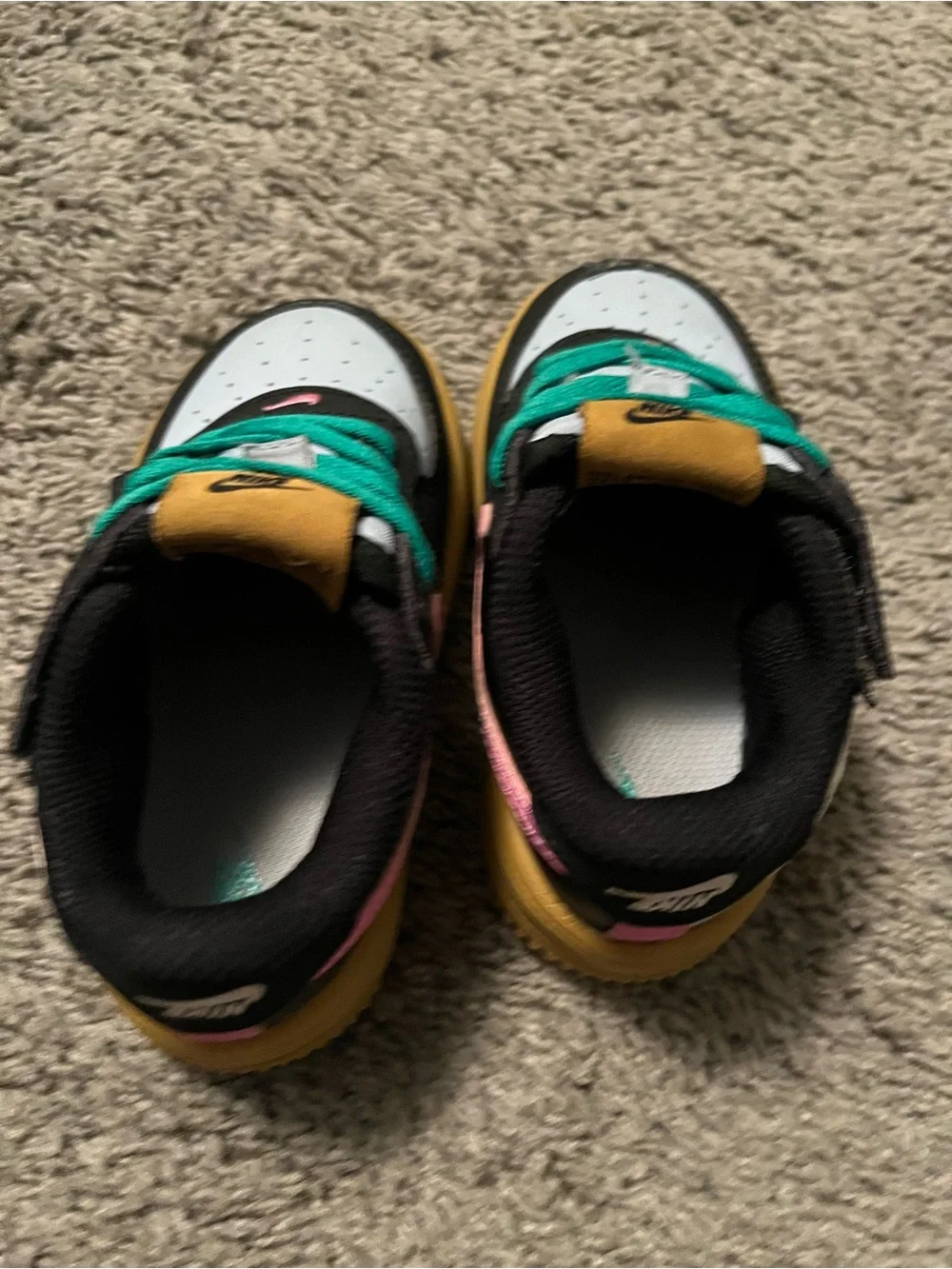 Nike Kids' Colorblock Low-Top Sneakers - Black/White/Gold/Pink/Teal